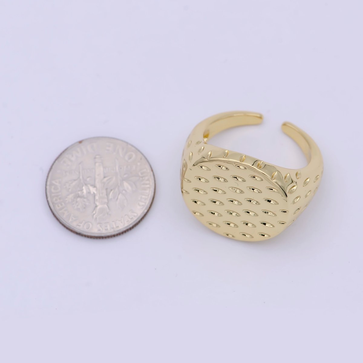 Dainty Signet Ring Unique Special Design Open Adjustable Jewelry S-392 - DLUXCA