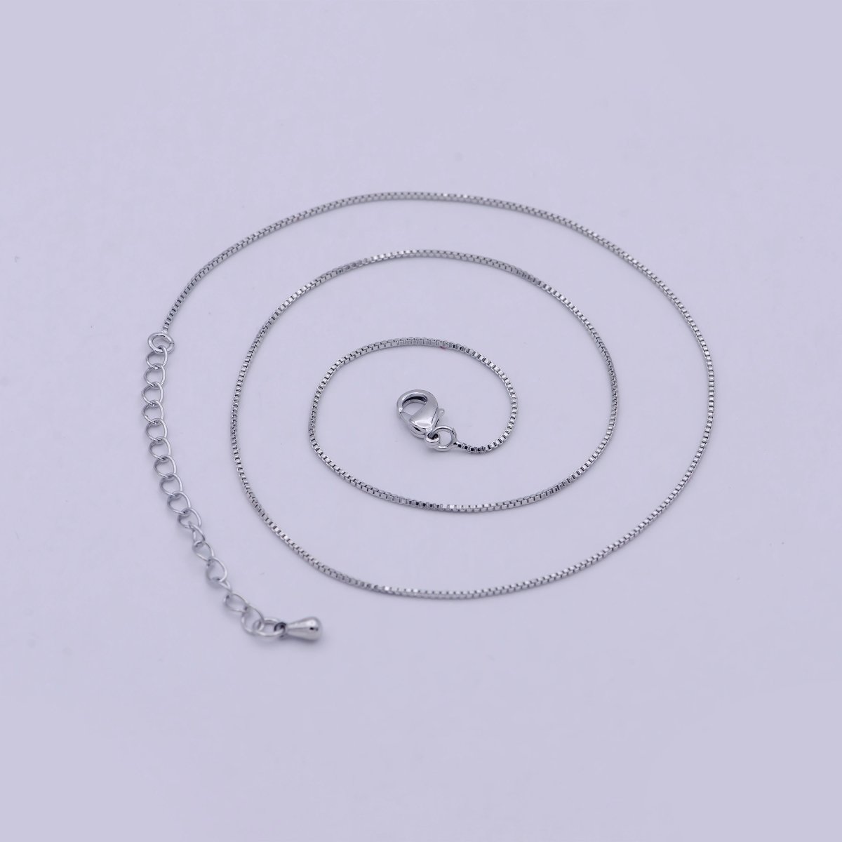 Dainty silver BOX chain finished chain everyday chain, simple silver chain ready to wear | WA-795 Clearance Pricing - DLUXCA