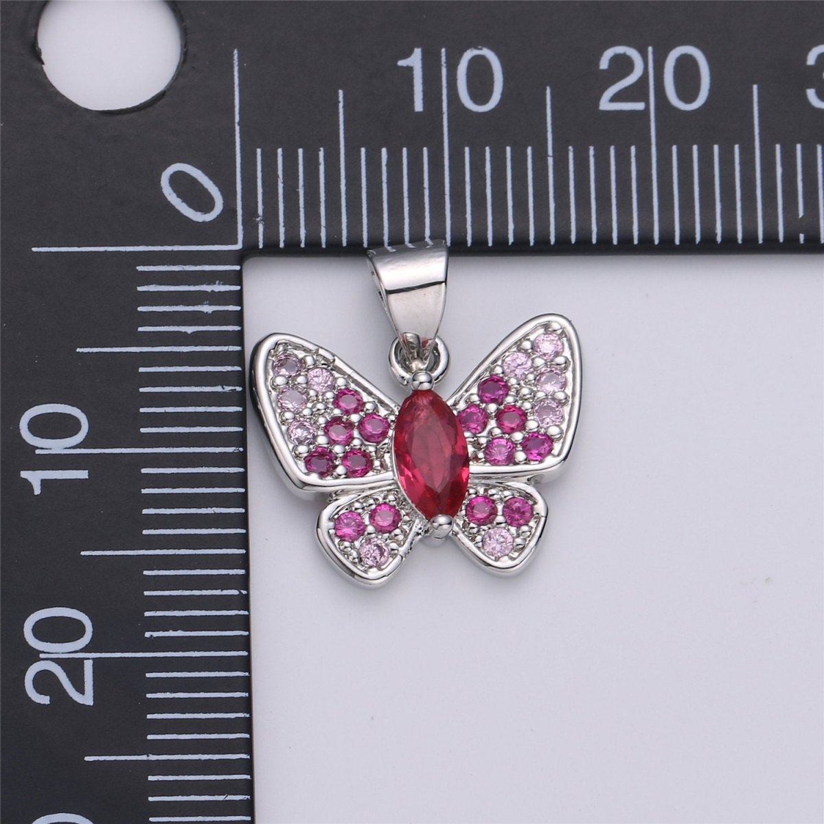 Dainty Silver Butterfly Charm - Insect Charm - 17X16mm - Butterfly Pendants - Micro Pave Charms Cubic Butterfly Charms I-603 - DLUXCA