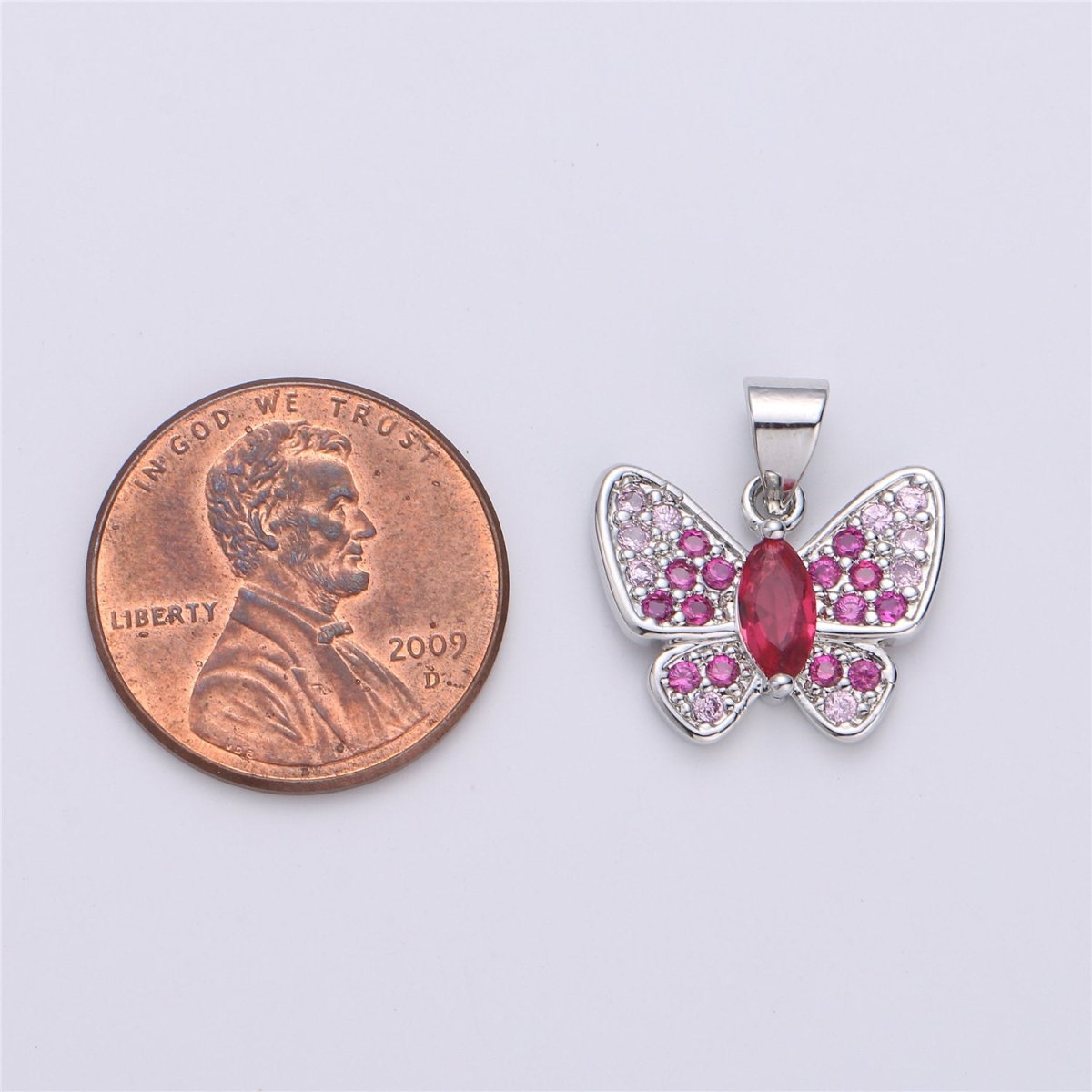 Dainty Silver Butterfly Charm - Insect Charm - 17X16mm - Butterfly Pendants - Micro Pave Charms Cubic Butterfly Charms I-603 - DLUXCA