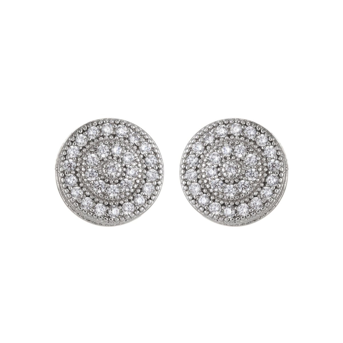 Dainty Silver Geometric Stud Earrings in Clear Cubic Zirconia Micro Pave earring Supply Q-074 Q-076 Q-078 Q-079 - DLUXCA