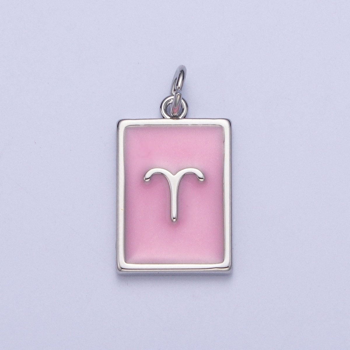 Dainty Silver Pink Enamel Zodiac Charm Mini Tag Astrology Pendant for Bracelet Earring Necklace Y2K Jewelry| X-781- X-792 - DLUXCA