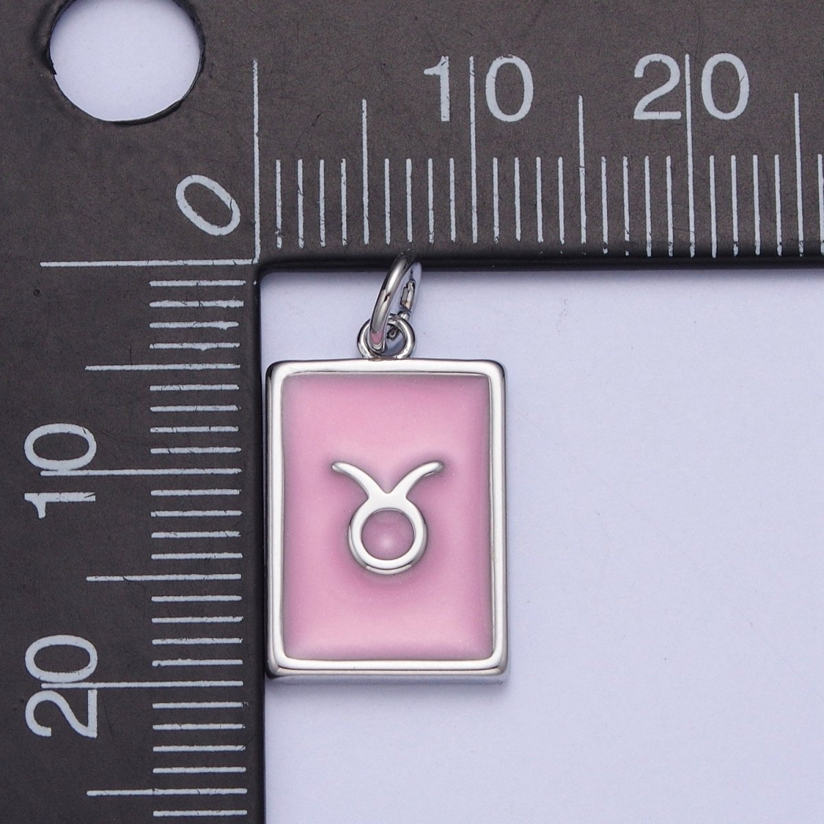 Dainty Silver Pink Enamel Zodiac Charm Mini Tag Astrology Pendant for Bracelet Earring Necklace Y2K Jewelry| X-781- X-792 - DLUXCA