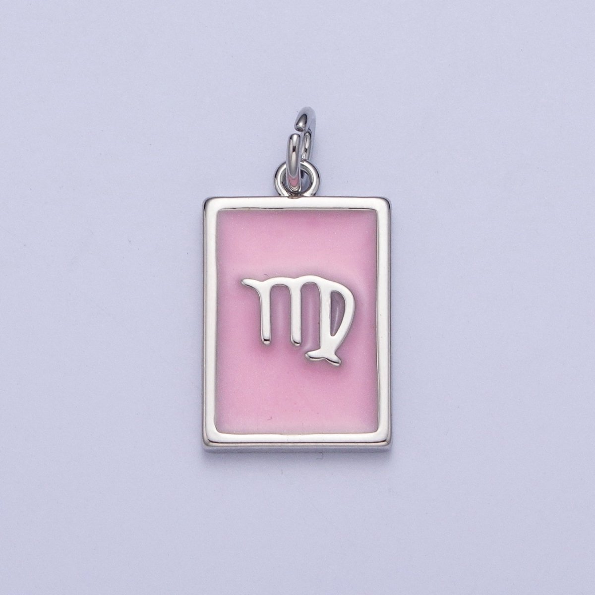 Dainty Silver Pink Enamel Zodiac Charm Mini Tag Astrology Pendant for Bracelet Earring Necklace Y2K Jewelry| X-781- X-792 - DLUXCA