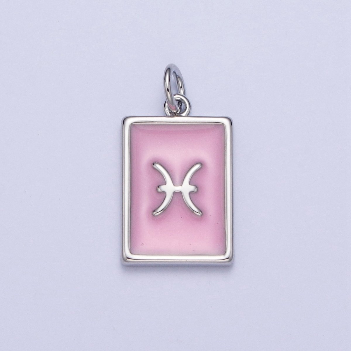 Dainty Silver Pink Enamel Zodiac Charm Mini Tag Astrology Pendant for Bracelet Earring Necklace Y2K Jewelry| X-781- X-792 - DLUXCA