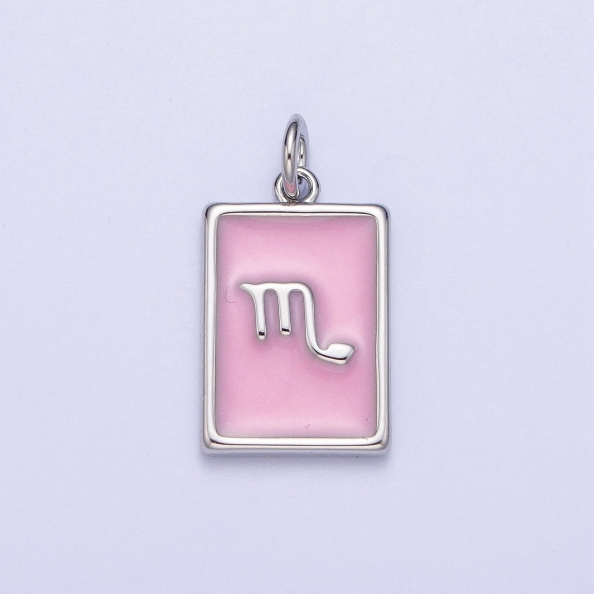 Dainty Silver Pink Enamel Zodiac Charm Mini Tag Astrology Pendant for Bracelet Earring Necklace Y2K Jewelry| X-781- X-792 - DLUXCA