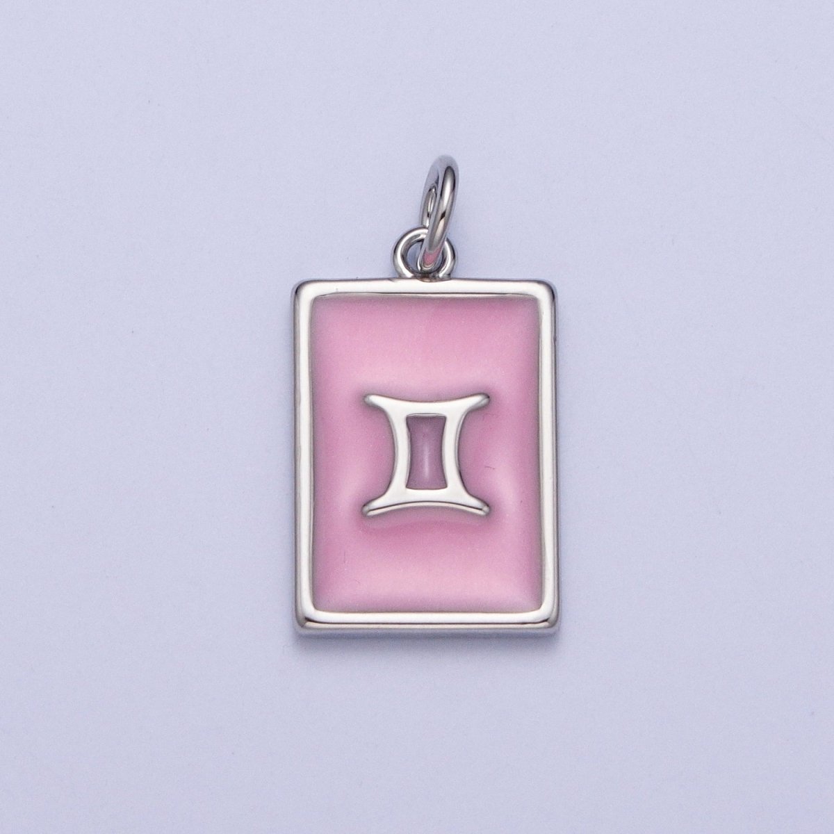 Dainty Silver Pink Enamel Zodiac Charm Mini Tag Astrology Pendant for Bracelet Earring Necklace Y2K Jewelry| X-781- X-792 - DLUXCA