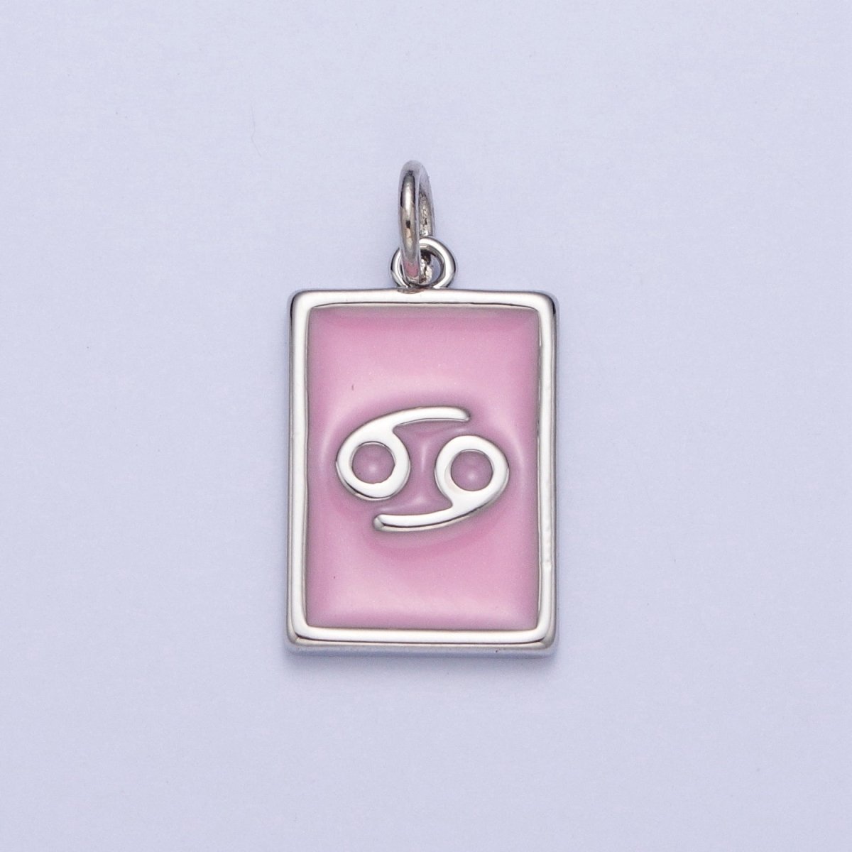 Dainty Silver Pink Enamel Zodiac Charm Mini Tag Astrology Pendant for Bracelet Earring Necklace Y2K Jewelry| X-781- X-792 - DLUXCA