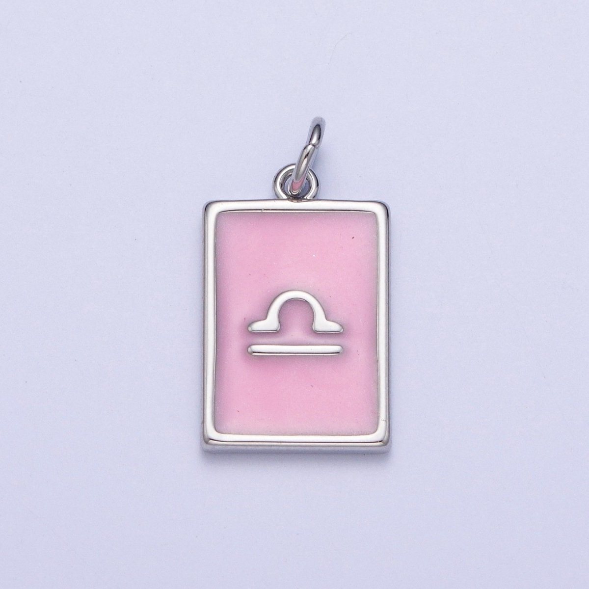 Dainty Silver Pink Enamel Zodiac Charm Mini Tag Astrology Pendant for Bracelet Earring Necklace Y2K Jewelry| X-781- X-792 - DLUXCA
