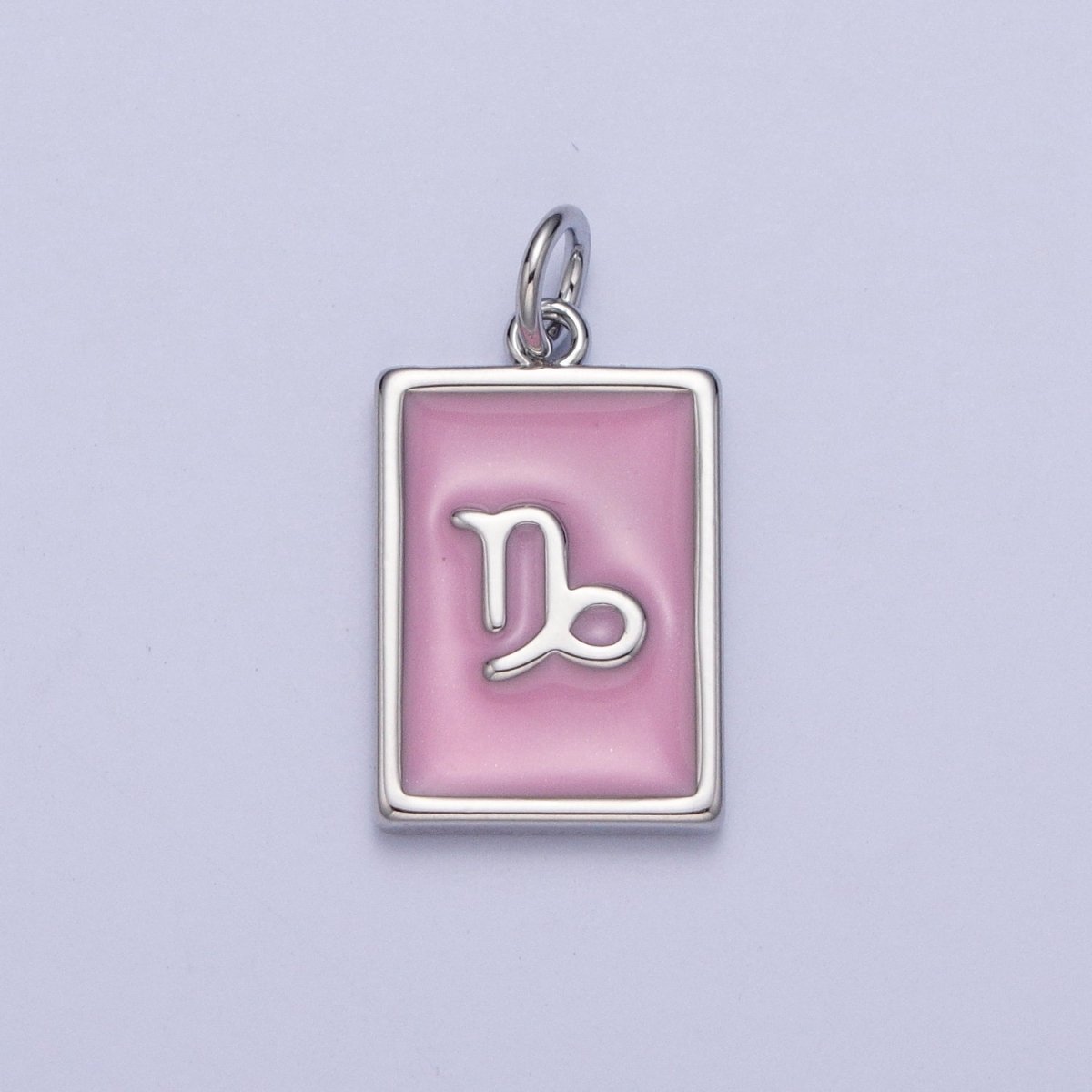 Dainty Silver Pink Enamel Zodiac Charm Mini Tag Astrology Pendant for Bracelet Earring Necklace Y2K Jewelry| X-781- X-792 - DLUXCA
