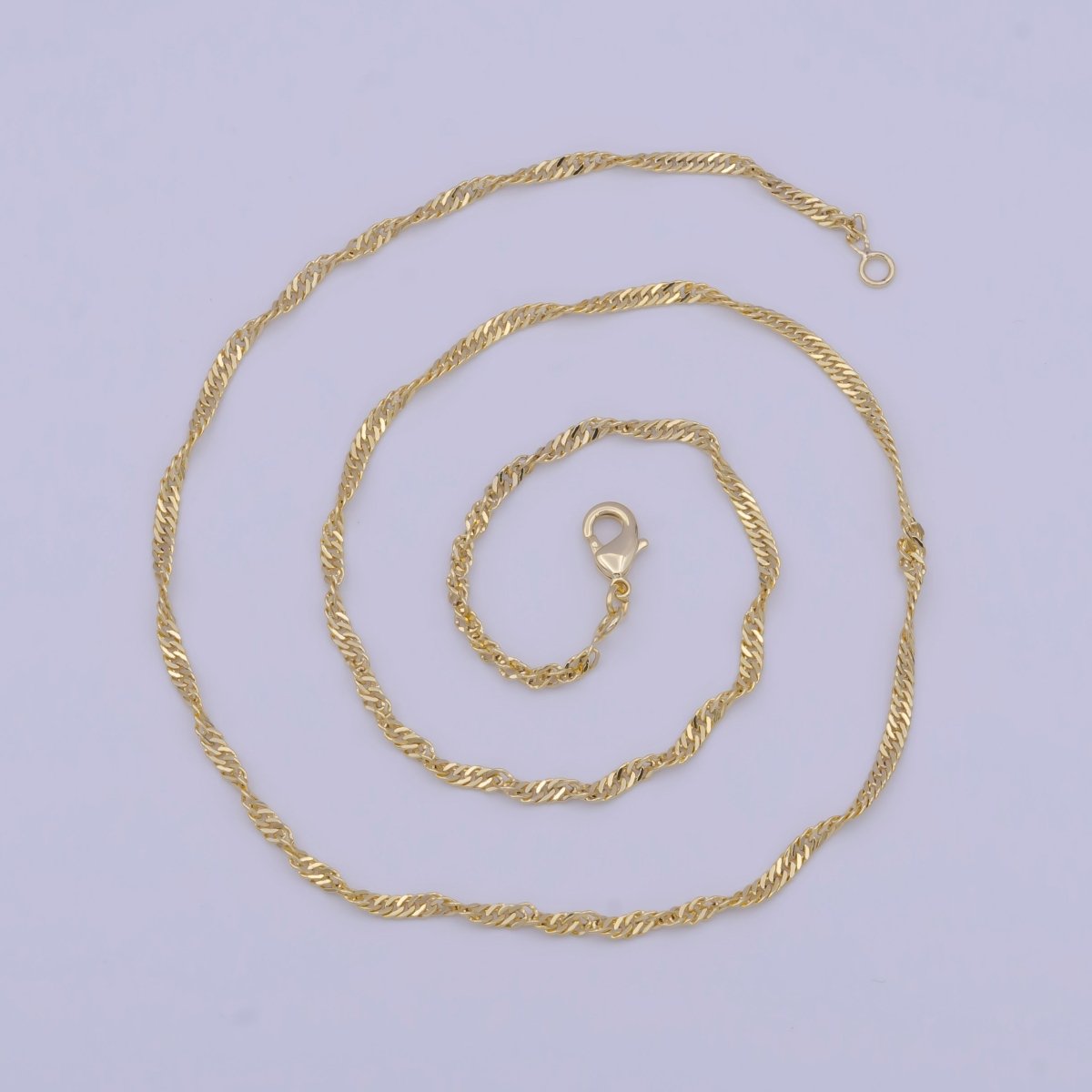 Dainty Singapore Chain Ready To Wear Gold Chain with Lobster Clasps 18 Inch Necklace For Jewelry Making | WA-1110 Clearance Pricing - DLUXCA