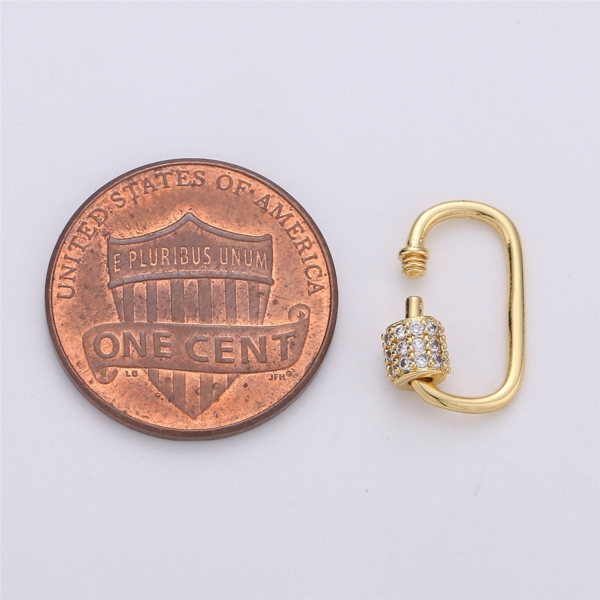 Dainty Small Carabiner Screw Clasp, Screw Clasp Oval, Interlocking Oval Clasp, Pave Oval Shaped Clasps, Gold Color Only K-471 - DLUXCA
