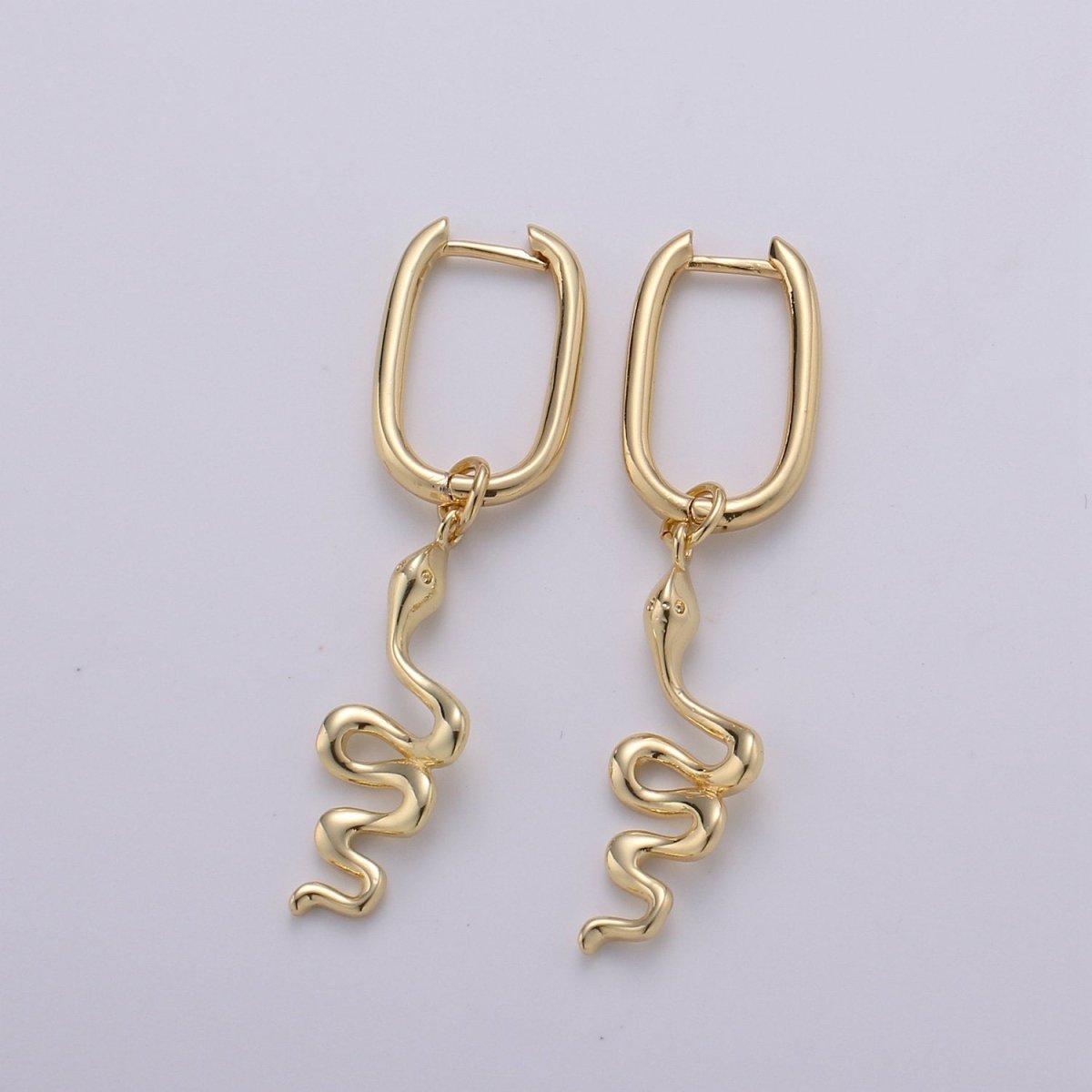 Dainty Snake Hoop Earrings,Dangle Snake Earrings,Minimalist Snake Shaped Earrings, Gold Snake Hoops,Gold Snake Hoops,Snake Earring Q-132 - DLUXCA