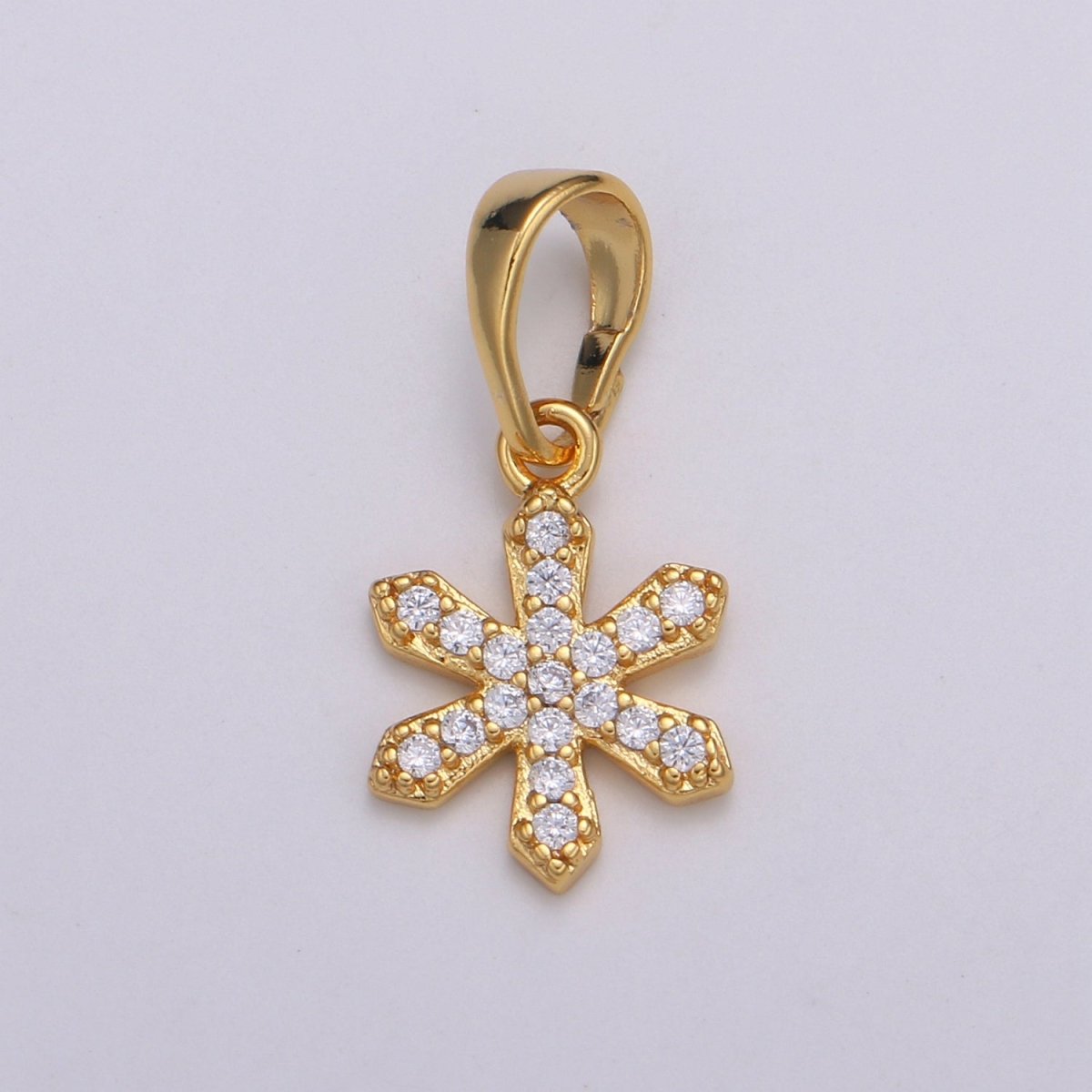 Dainty Snow Charm 24K Gold Filled Micro Pave CZ Pendant H-062 - DLUXCA