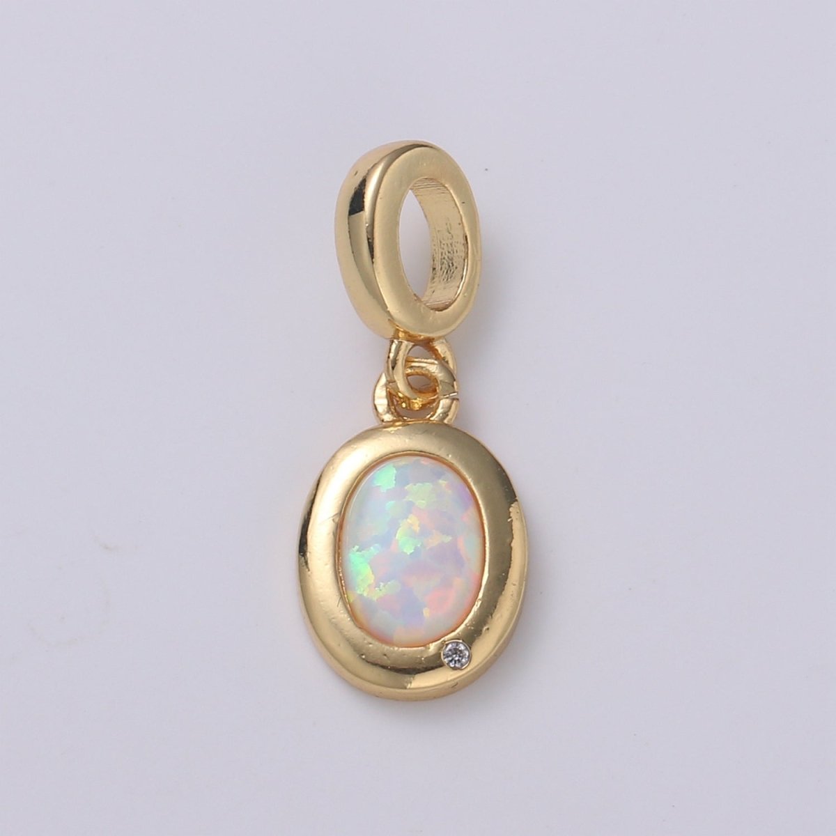 Dainty Solitaire Pendant 14K Gold Filled Oval Pendant for necklace Opal Charm Birthstone Cubic Zirconia Geometriz Bezel Charm H-389 H-390 H-392 H-397 - DLUXCA