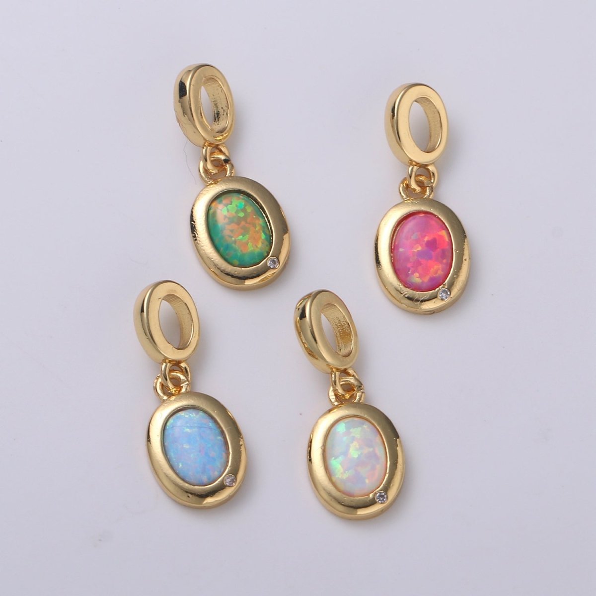 Dainty Solitaire Pendant 14K Gold Filled Oval Pendant for necklace Opal Charm Birthstone Cubic Zirconia Geometriz Bezel Charm H-389 H-390 H-392 H-397 - DLUXCA