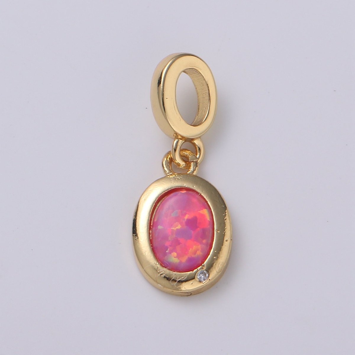 Dainty Solitaire Pendant 14K Gold Filled Oval Pendant for necklace Opal Charm Birthstone Cubic Zirconia Geometriz Bezel Charm H-389 H-390 H-392 H-397 - DLUXCA