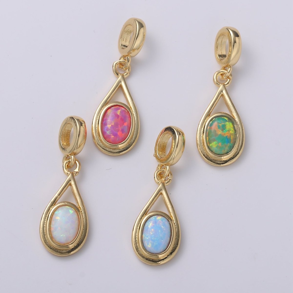 Dainty Solitaire Pendant 14K Gold Filled Tear Drop Pendant for necklace Opal Charm Birthstone Luxury Bezel Charm Dangle Jewelry H-579 H-584 H-585 H-586 - DLUXCA