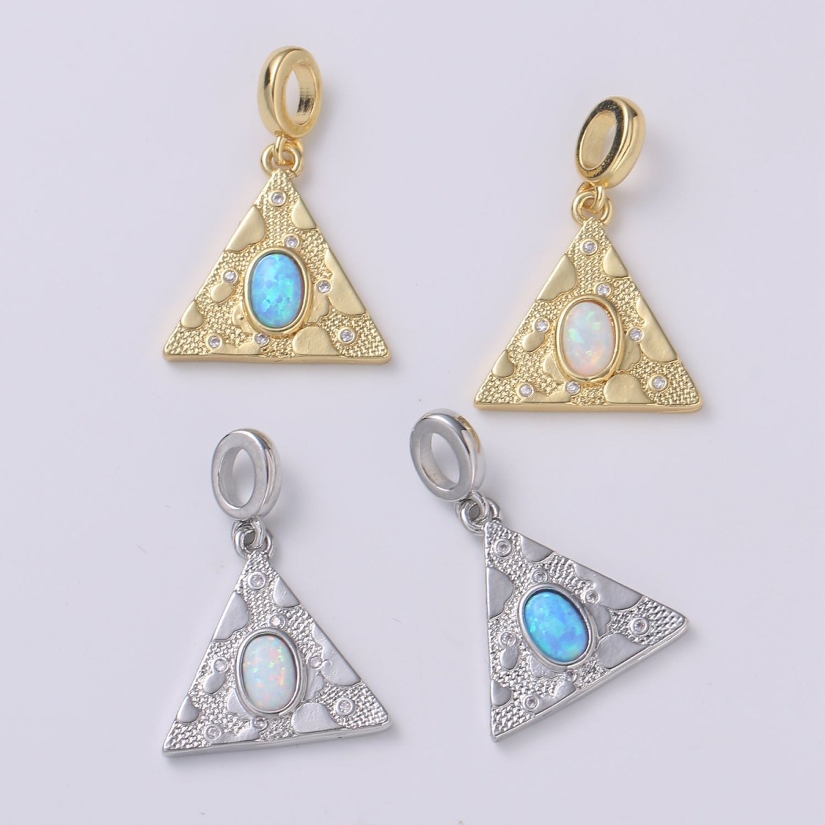 Dainty Solitaire Pendant Triangle Opal Charm for necklace Bracelet Earring component Geometric Charm Dangle for Jewelry Making Supply H-307 H-309 H-384 H-387 - DLUXCA