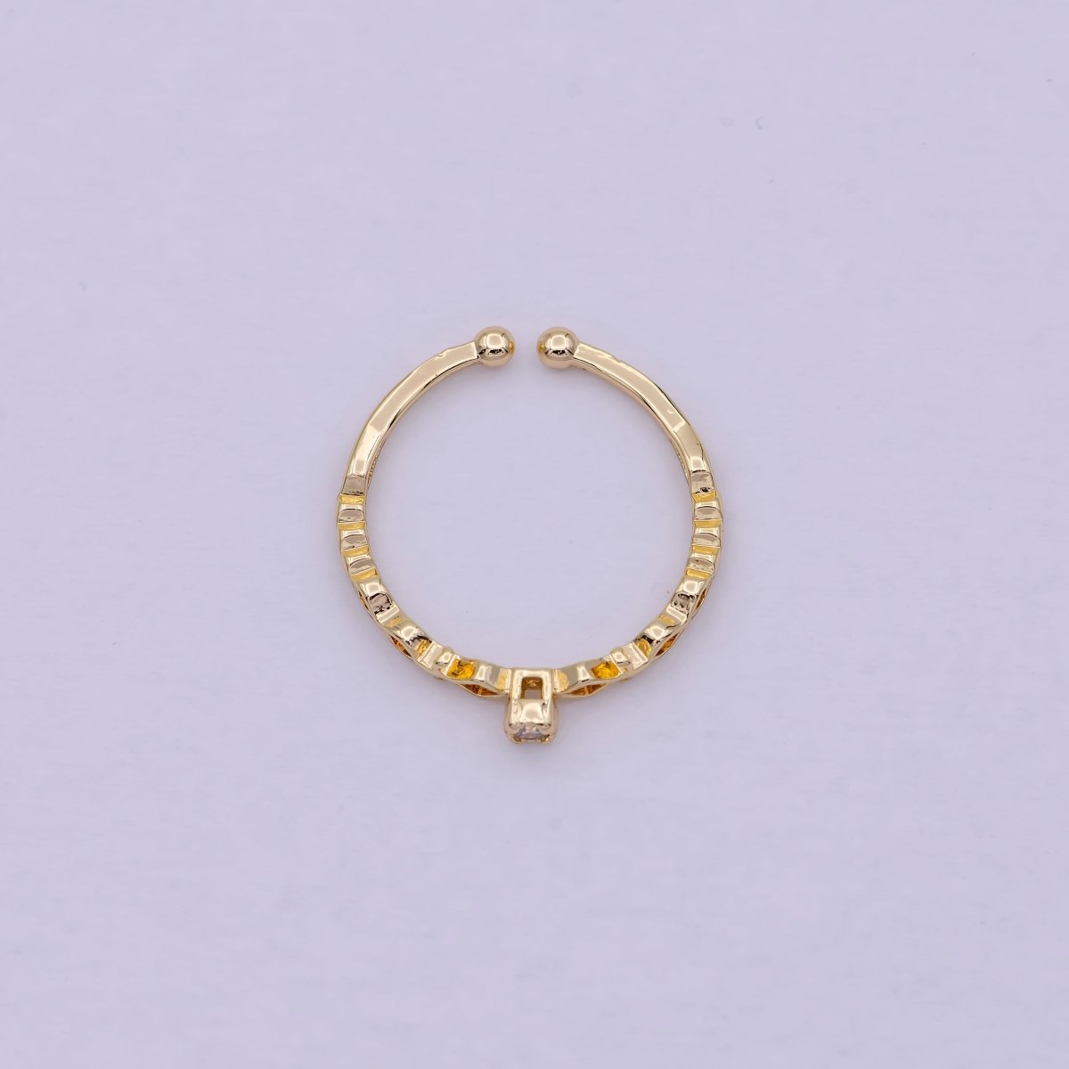 Dainty Solitaire Ring Open Adjustable Gold Ring Jewelry U-219 - DLUXCA