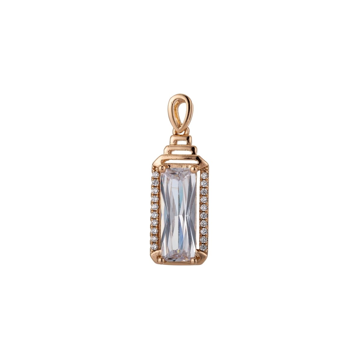 Dainty Square Diamond Geometric pendant in 18K Gold Fill Charm Micro Pave Pendant H-814 - DLUXCA