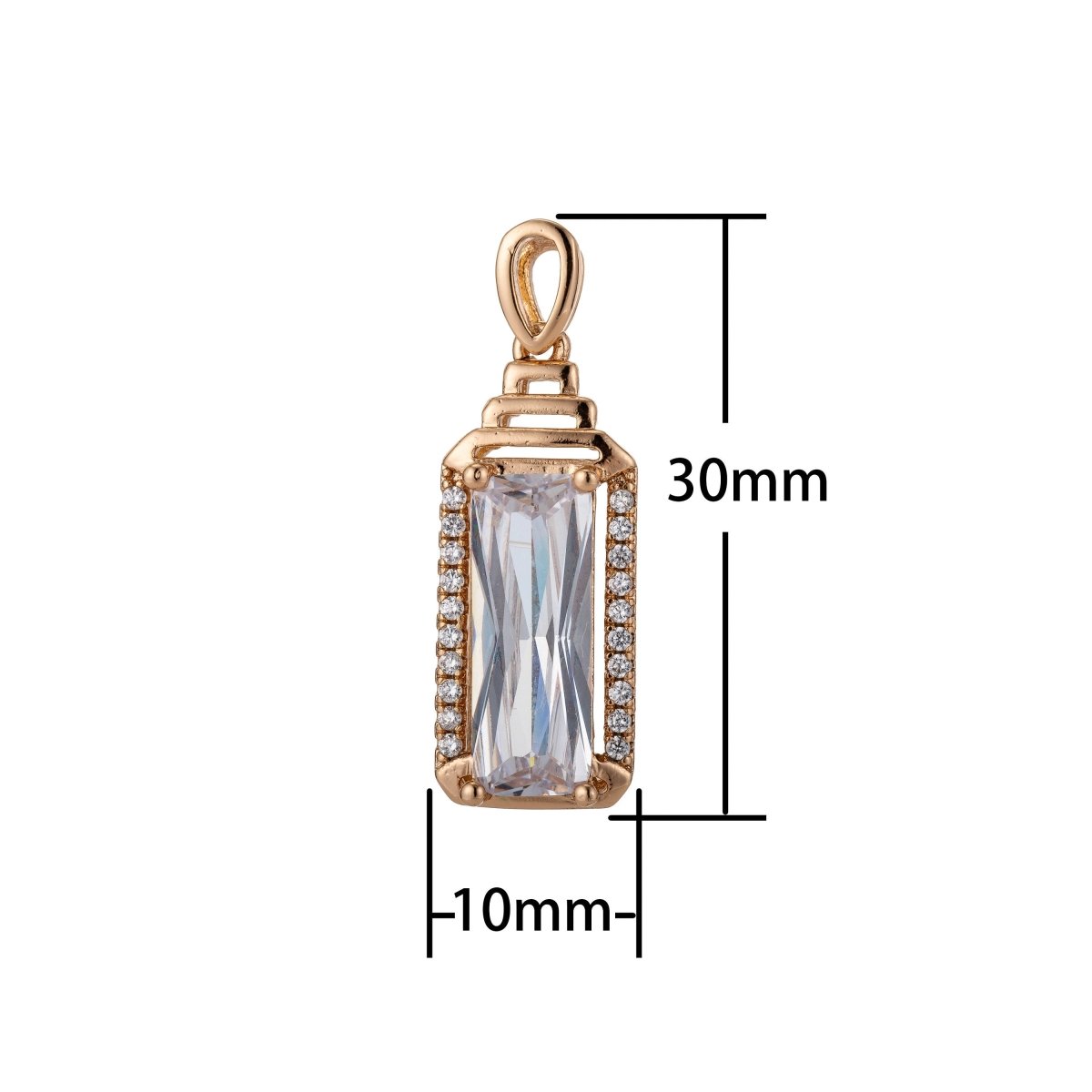 Dainty Square Diamond Geometric pendant in 18K Gold Fill Charm Micro Pave Pendant H-814 - DLUXCA