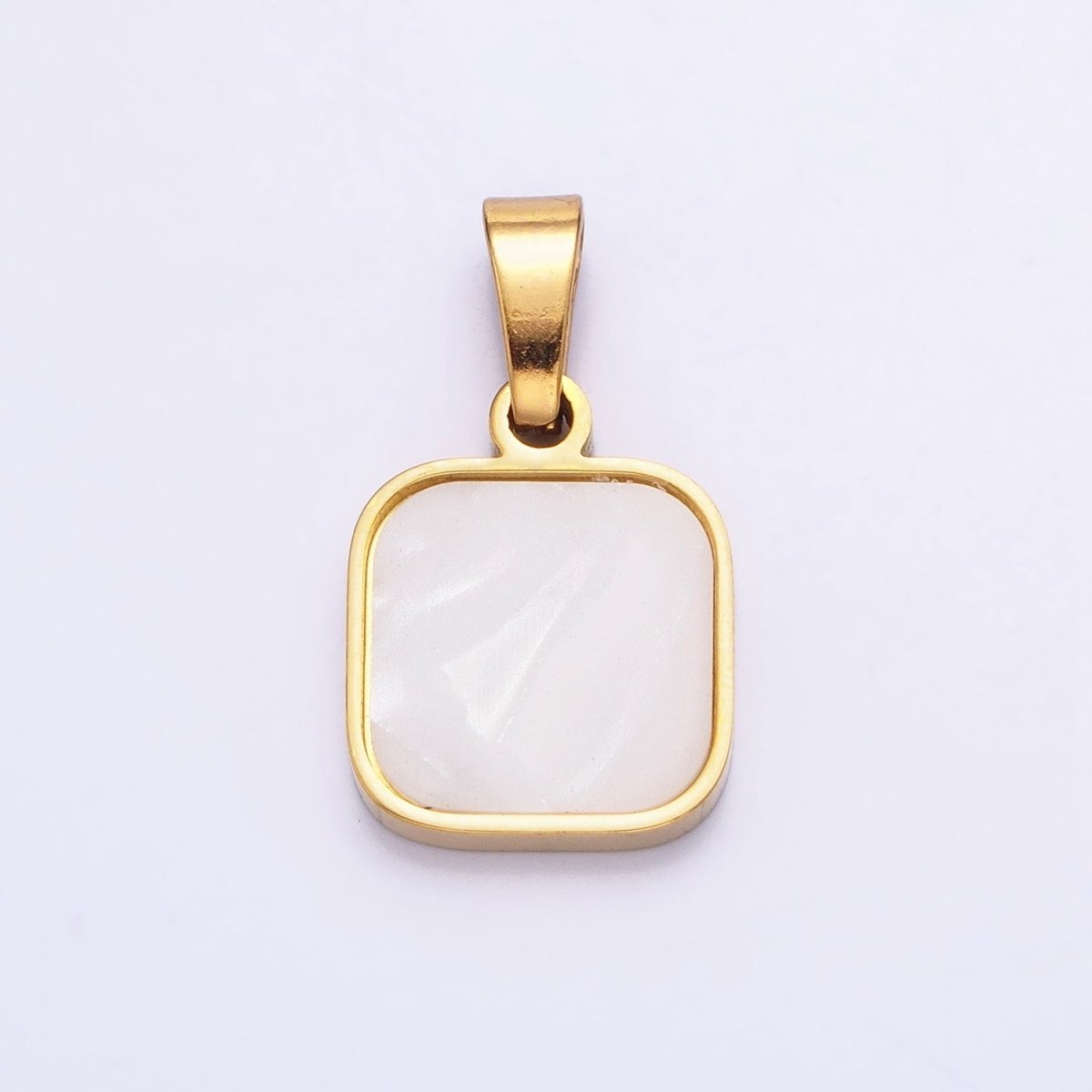Dainty Square Pendant With Pearl For Minimalist Unisex Jewelry Charm P-1149 - DLUXCA