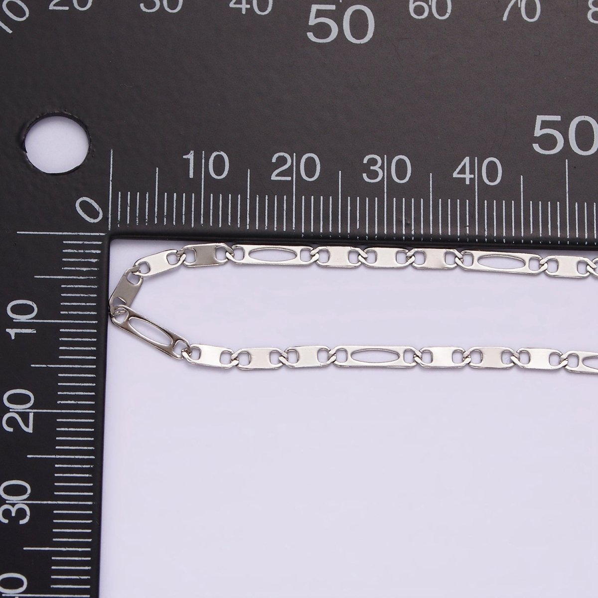 Dainty Stainless Steel 2.3mm Flat Anchor Figaro Chain 18 Inch Necklace in Silver | WA-2382 - DLUXCA