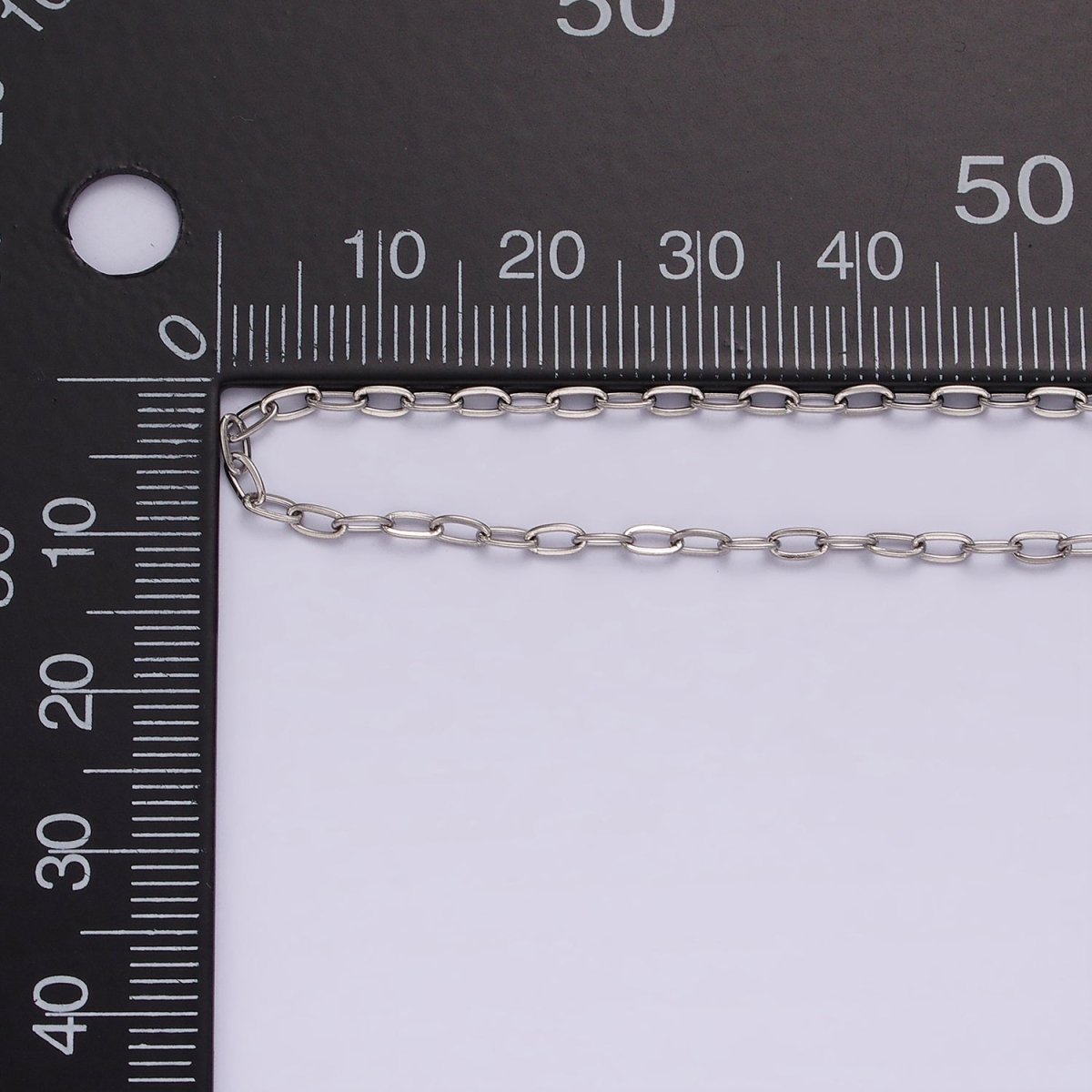 Dainty Stainless Steel 2mm Oval Cable Link Chain 18 Inch Necklace in Silver | WA-2377 - DLUXCA