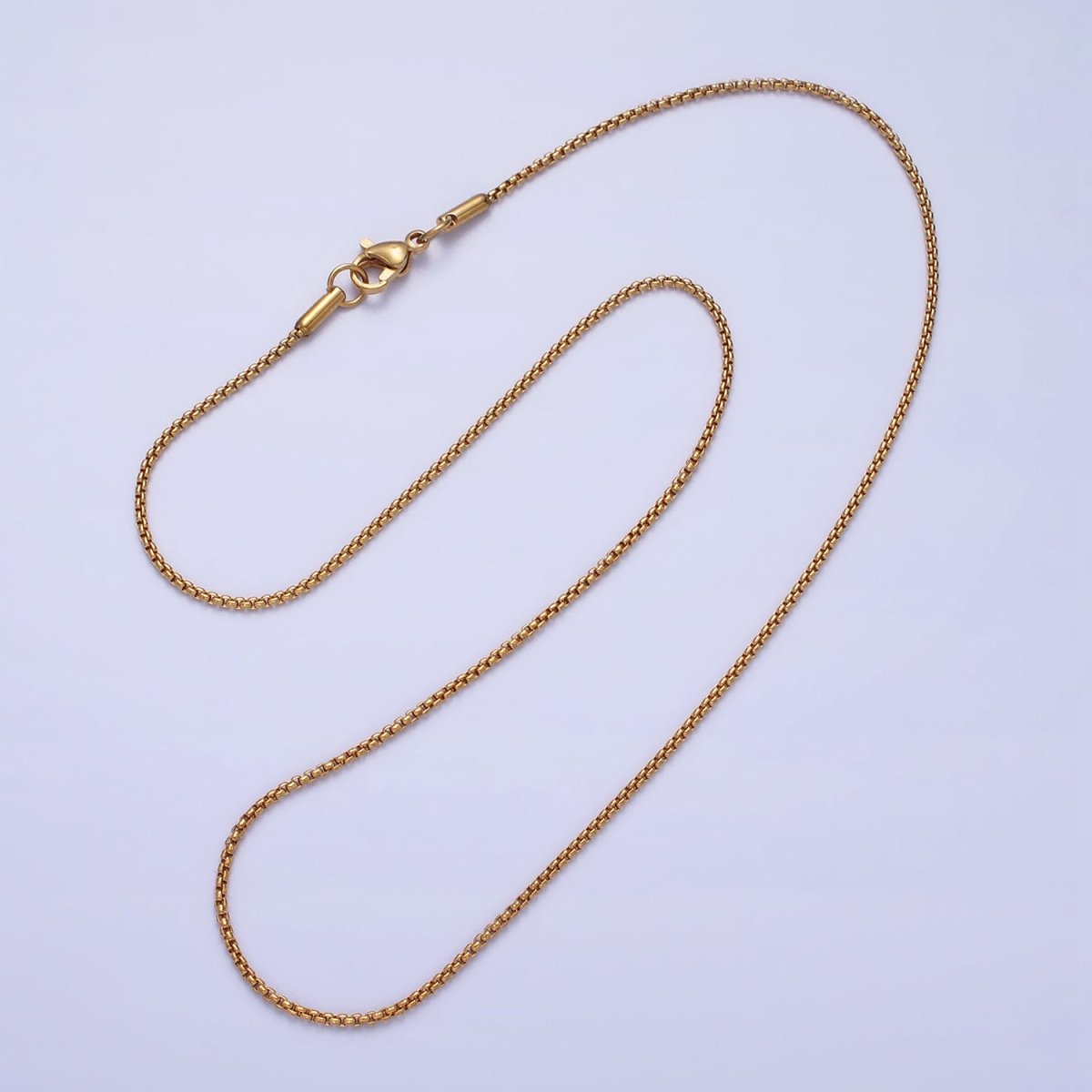 Dainty Stainless Steel Cable Rolo Chain Necklace 1.2mm Thin Dark Gold Box Chain 17.7 inches for Jewelry Making | WA-1703 WA-1704 Clearance Pricing - DLUXCA