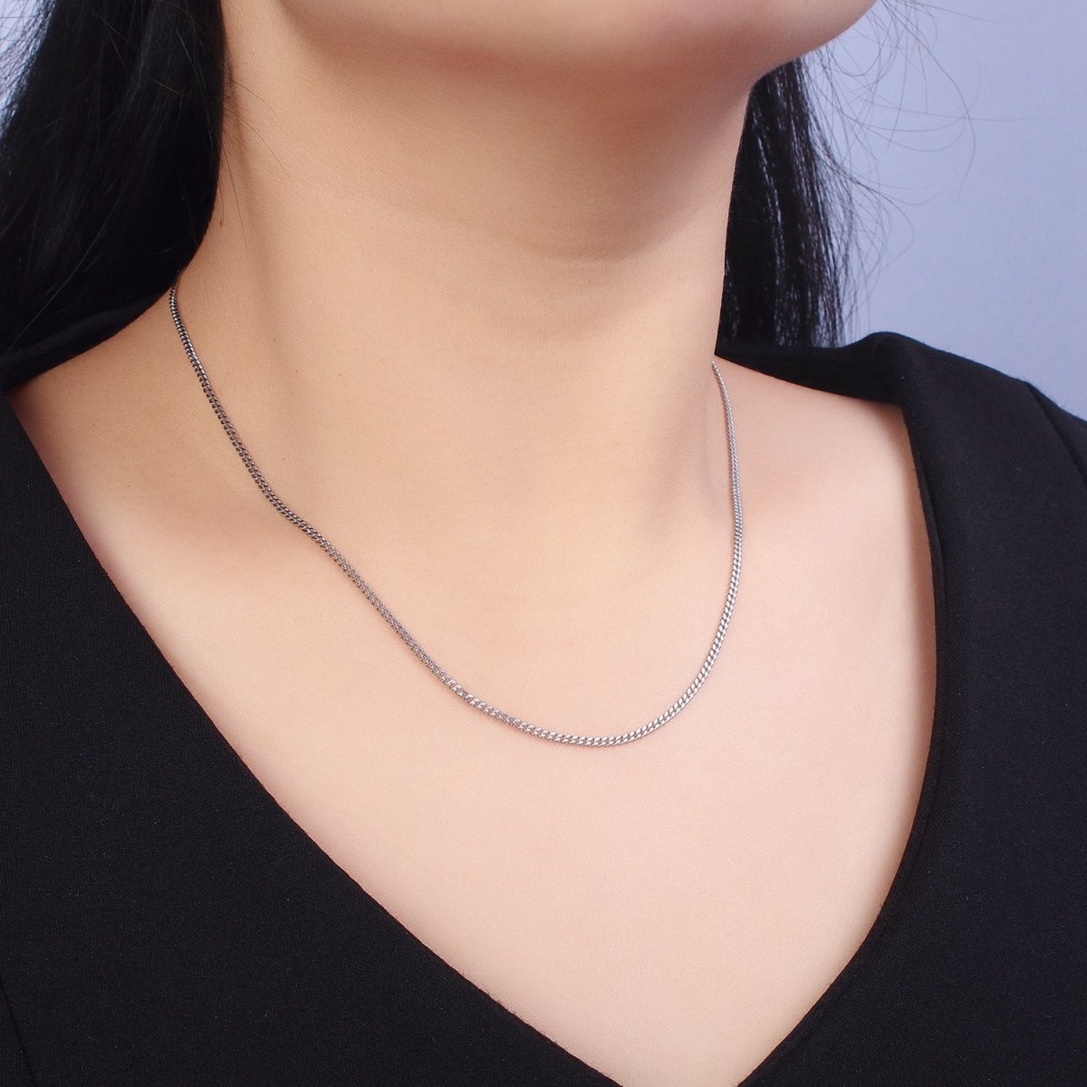 Dainty Stainless Steel Curb Chain Necklace 1.2mm Thin Gold Box Chain 17.7 inches for Jewelry Making | WA-1701 WA-1702 Clearance Pricing - DLUXCA