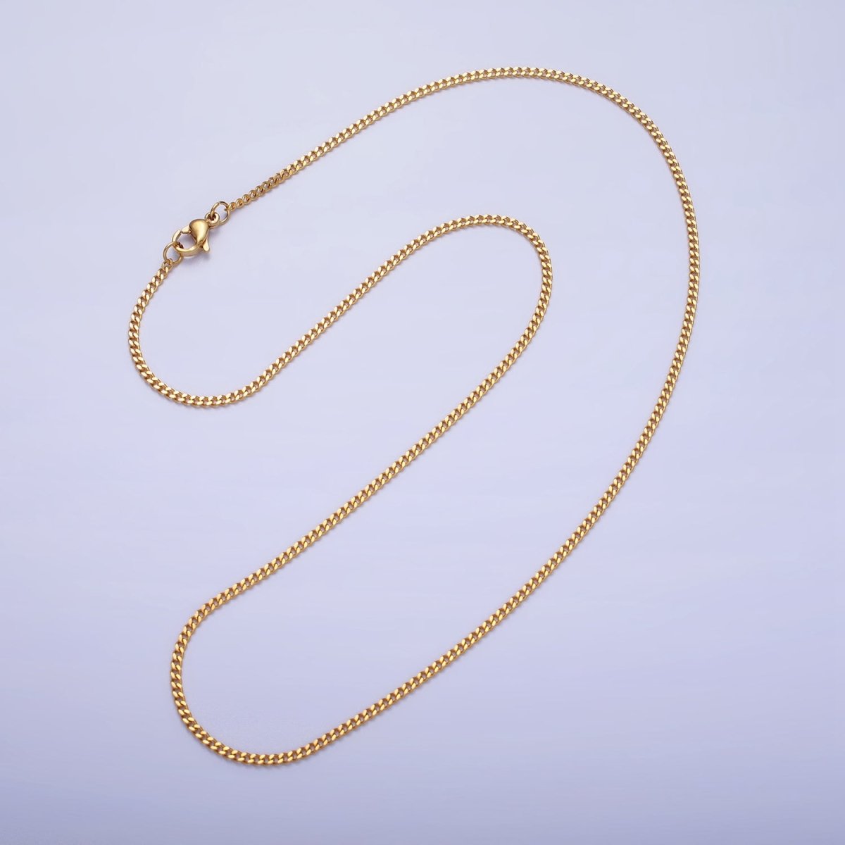 Dainty Stainless Steel Curb Chain Necklace 1.2mm Thin Gold Box Chain 17.7 inches for Jewelry Making | WA-1701 WA-1702 Clearance Pricing - DLUXCA