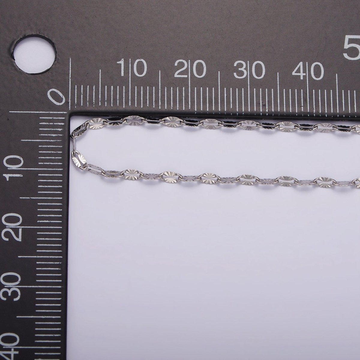 Dainty Stainless Steel Sunburst Diamond Cut Cable Chain Necklace 18 inch in Silver | WA-2404 - DLUXCA