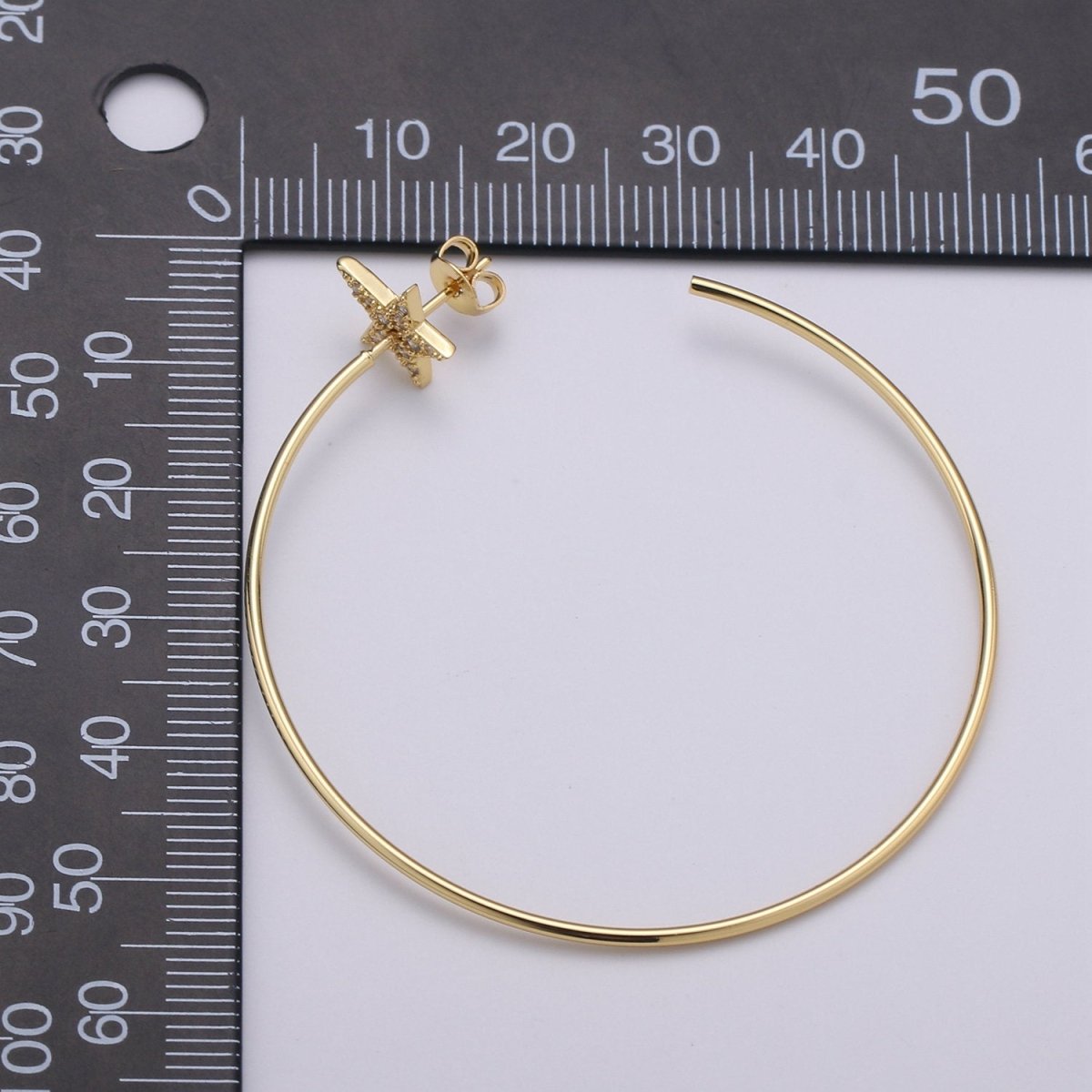 Dainty Star Hoop Earrings, Gold Vermeil Earrings Minimalist Earrings, Classic Thin Hoops, Thin, Lightweight Every day Earring for Gift Q-194 - DLUXCA