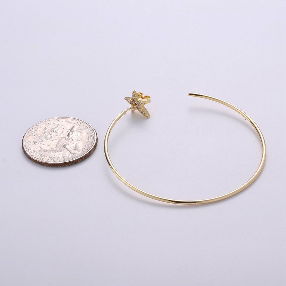 Dainty Star Hoop Earrings, Gold Vermeil Earrings Minimalist Earrings, Classic Thin Hoops, Thin, Lightweight Every day Earring for Gift Q-194 - DLUXCA