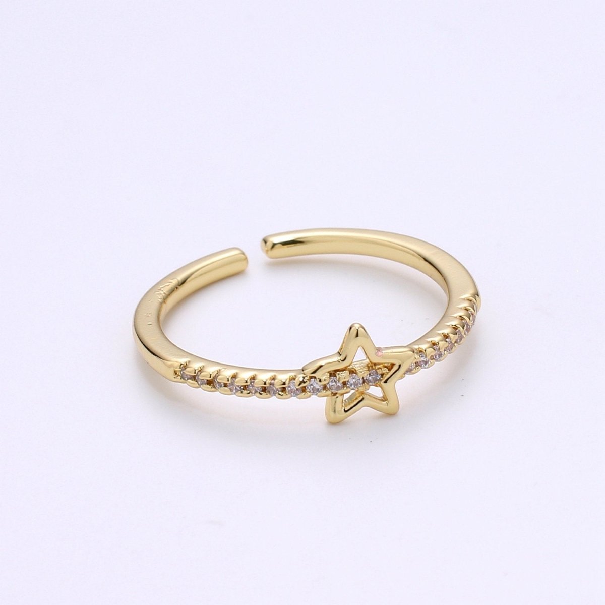Dainty star ring, Gold ring, cz ring, cubic zirconia ring, Minimalist ring, 5-pointed fine star-shaped ring with zirconia for Christmas Gift R-135 - DLUXCA