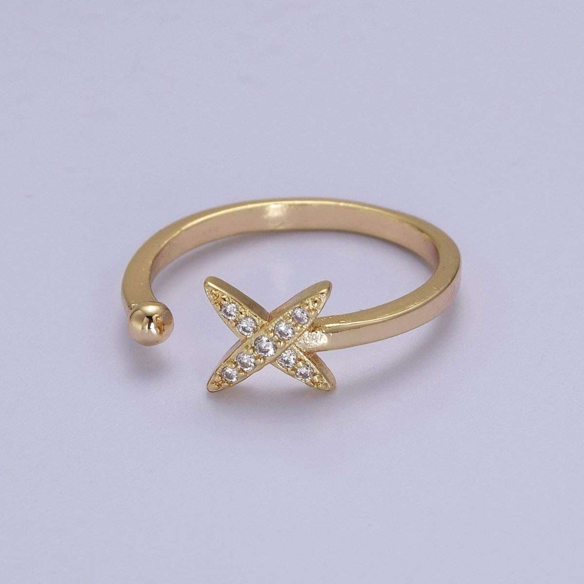 Dainty Star Ring - Minimalist Ring - Celestial Jewelry Stacking Rings Thin Gold Filled Band Ring Open Adjustable Jewelry S-518 - DLUXCA