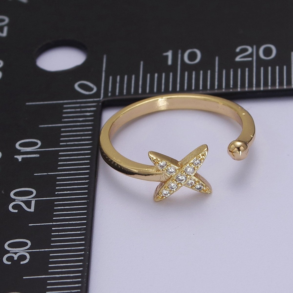 Dainty Star Ring - Minimalist Ring - Celestial Jewelry Stacking Rings Thin Gold Filled Band Ring Open Adjustable Jewelry S-518 - DLUXCA