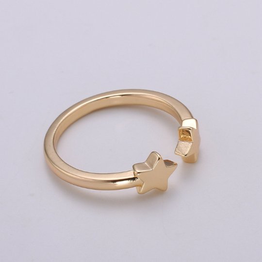 Dainty Star ring, Open Adjustable ring, delicate ring, tiny star ring, minimalist Jewelry Celestial Ring trendy star R-194 - DLUXCA