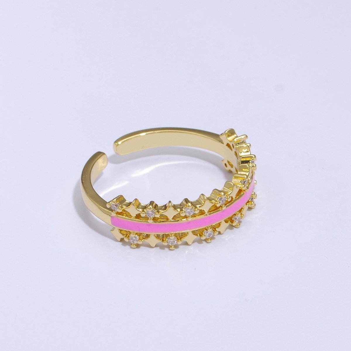 Dainty Star Ring Open Adjustable Ring Neon Enamel Colorful Band Ring S-295 ~ S-304 - DLUXCA