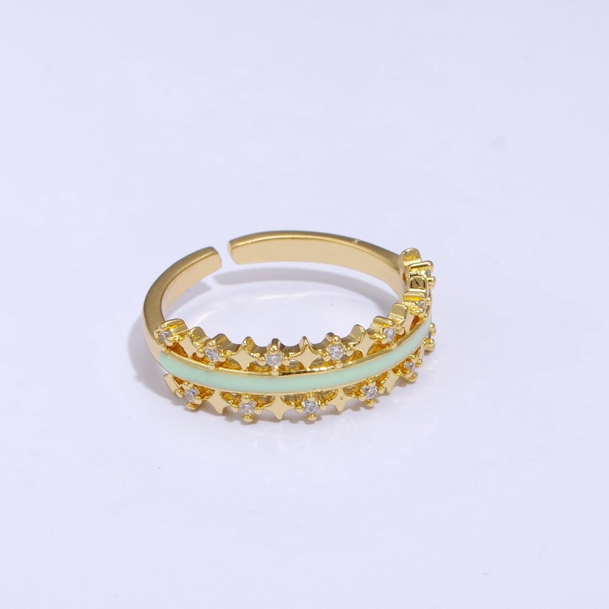 Dainty Star Ring Open Adjustable Ring Neon Enamel Colorful Band Ring S-295 ~ S-304 - DLUXCA