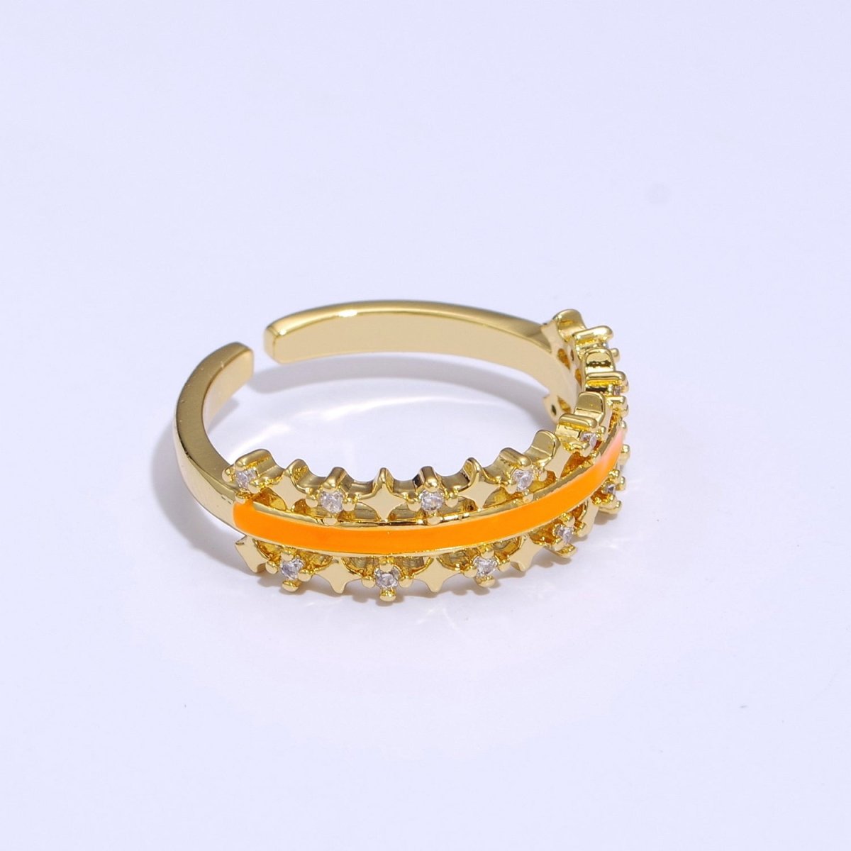 Dainty Star Ring Open Adjustable Ring Neon Enamel Colorful Band Ring S-295 ~ S-304 - DLUXCA