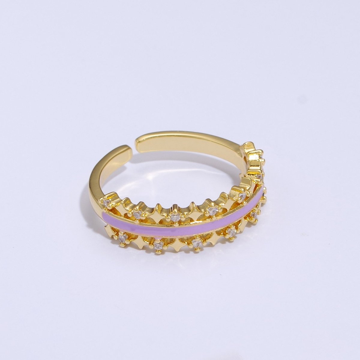 Dainty Star Ring Open Adjustable Ring Neon Enamel Colorful Band Ring S-295 ~ S-304 - DLUXCA