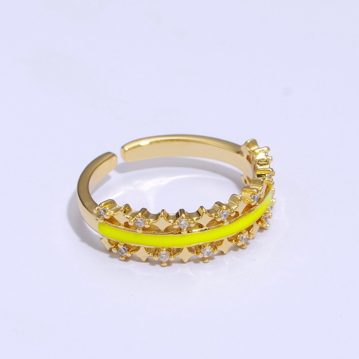 Dainty Star Ring Open Adjustable Ring Neon Enamel Colorful Band Ring S-295 ~ S-304 - DLUXCA