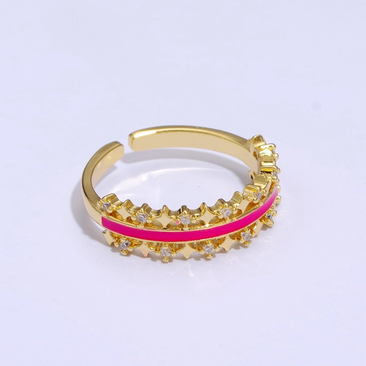 Dainty Star Ring Open Adjustable Ring Neon Enamel Colorful Band Ring S-295 ~ S-304 - DLUXCA
