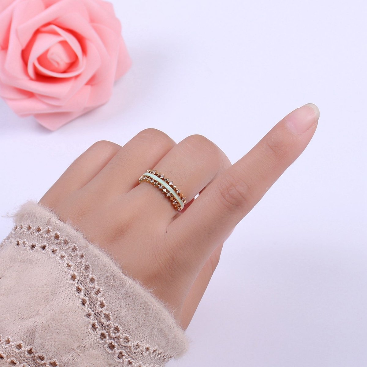 Dainty Star Ring Open Adjustable Ring Neon Enamel Colorful Band Ring S-295 ~ S-304 - DLUXCA