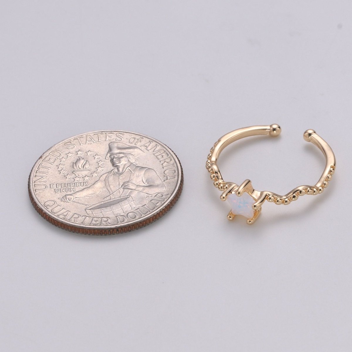 Dainty Star Ring Open Ring Cz Ring Minimalist Ring Crystal Ring Adjustable Ring Gold Ring Stacking Ring Girlfriend Christmas | R-109 - DLUXCA