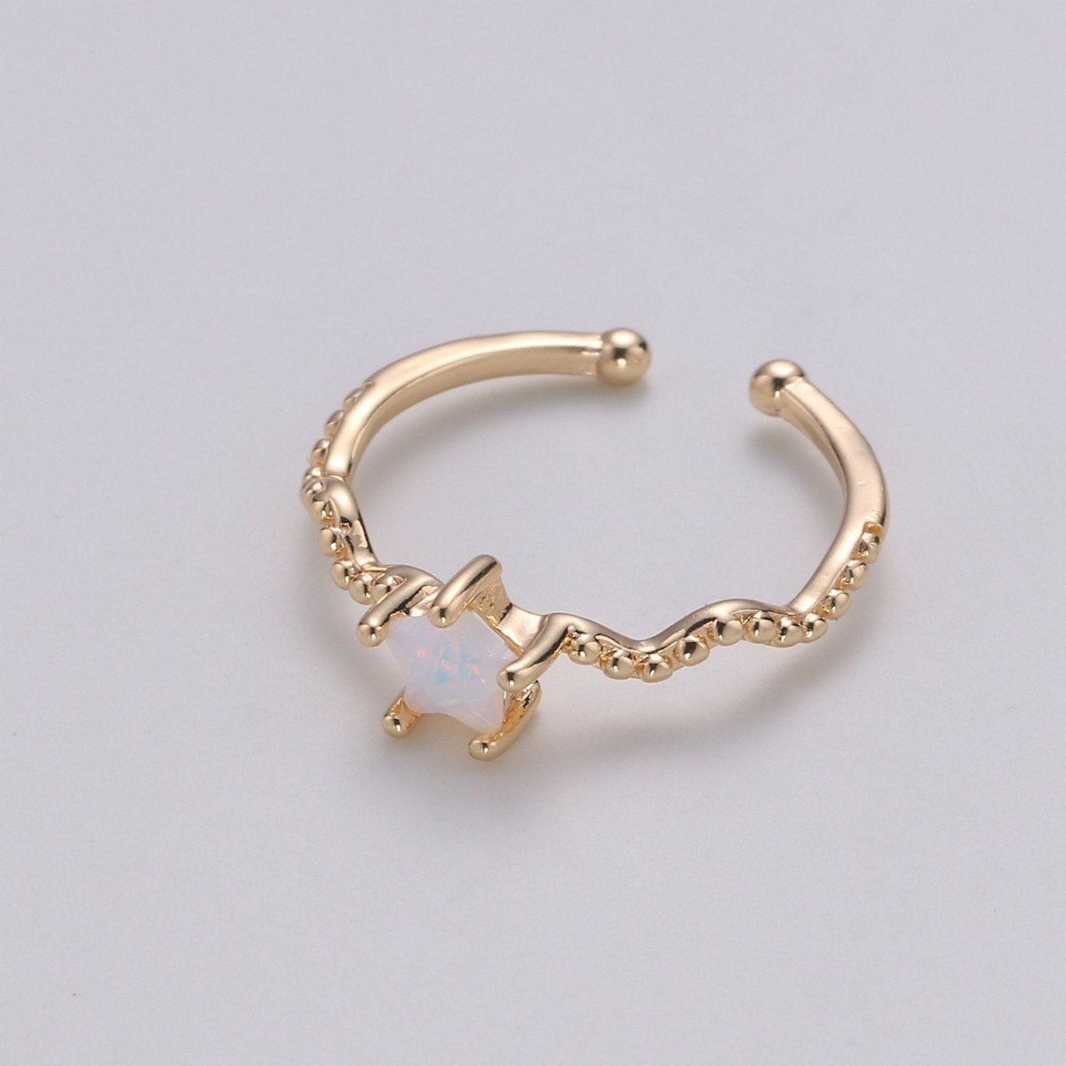 Dainty Star Ring Open Ring Cz Ring Minimalist Ring Crystal Ring Adjustable Ring Gold Ring Stacking Ring Girlfriend Christmas | R-109 - DLUXCA