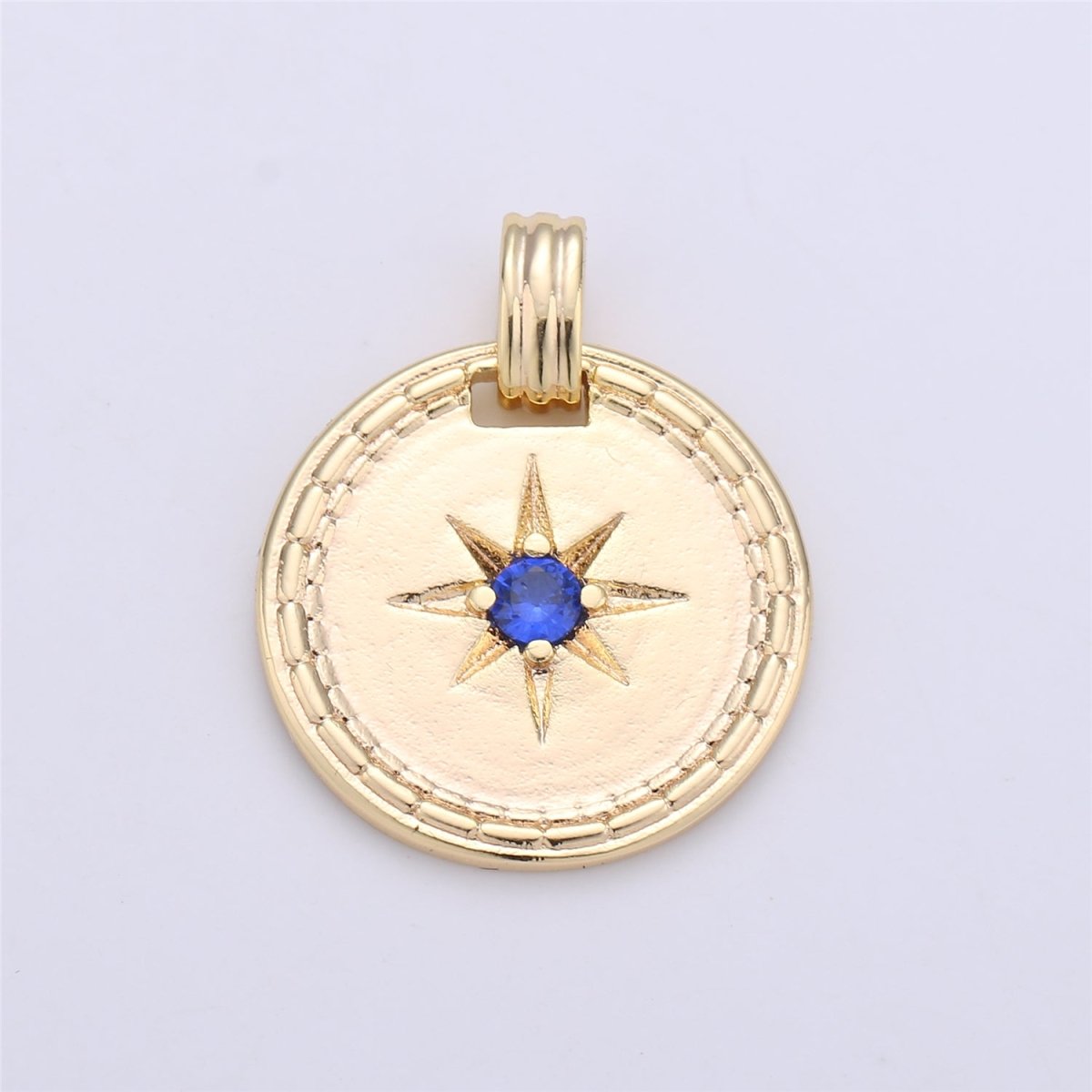 Dainty Starburst Pendant Gold Filled North Star Charm Minimalist Crystal Coin Medallion Pendant for Necklace Earring Supply I-258 - DLUXCA