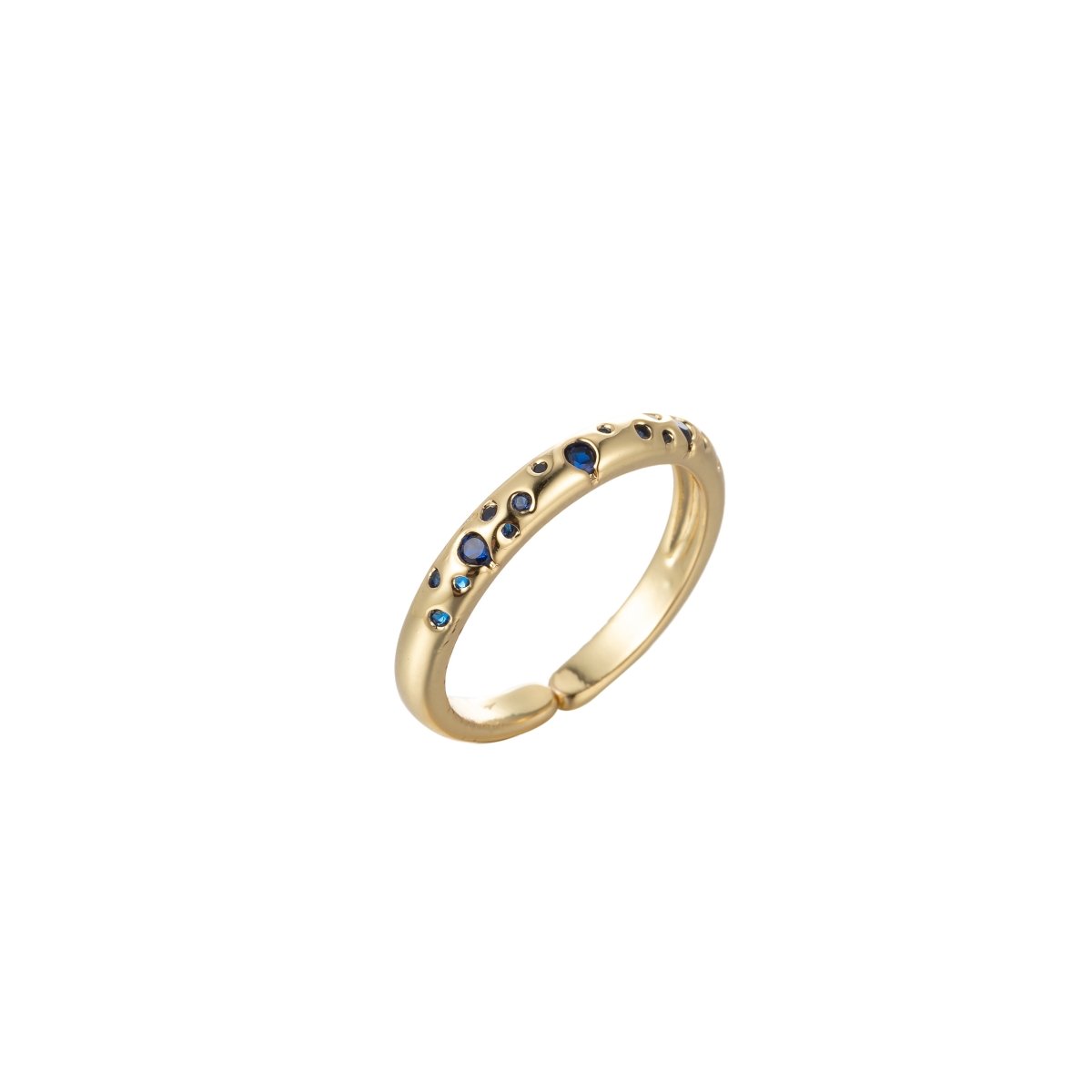 Dainty Stardust Ring Open Adjustable Ring Cubic Zirconia Galaxy Pink/Teal/Blue/Green Cz Pave O-902~O-905 - DLUXCA